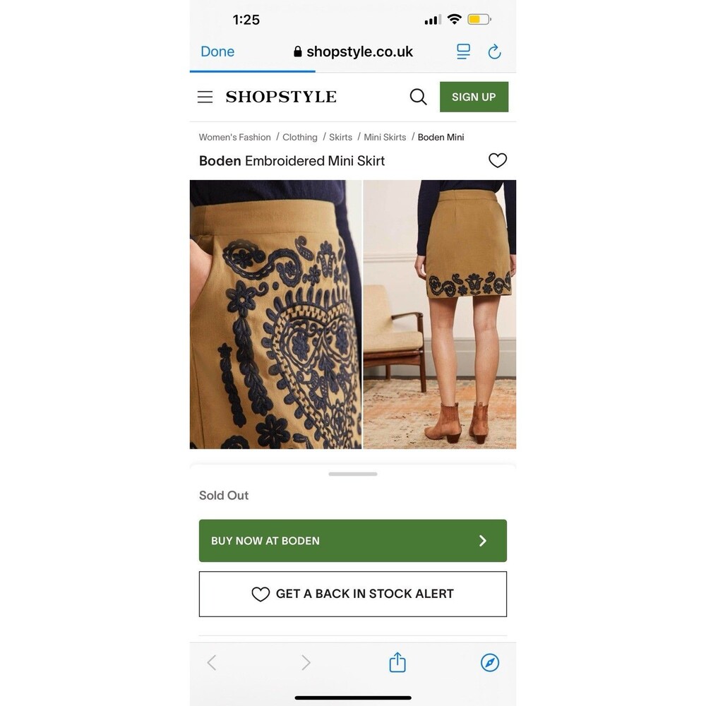 BODEN Women’s Size 10 Camel Brown Embroidered Mini Skirt NWT W/Pockets - Picture 3 of 15
